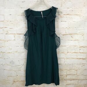 Free People XS green ruffle shirt dress tunic